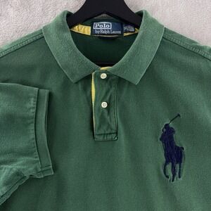 Polo Ralph Lauren Big Pony Polo Shirt‎ Mens Size XL Green Custom Fit Preppy